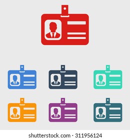 Identification card icon. Flat design style. EPS 10.