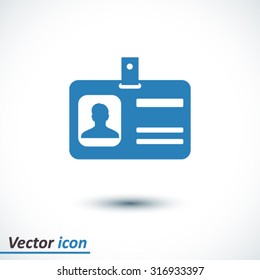 Identification card icon. Flat design style. EPS 10.
