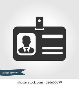 Identification card icon. Flat design style. EPS 10.