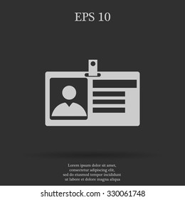 Identification card icon. Flat design style. EPS 