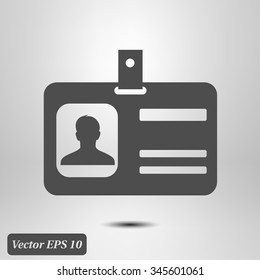 Identification card icon. Flat design style. EPS 10.