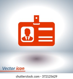 Identification card icon. Flat design style. EPS 10.