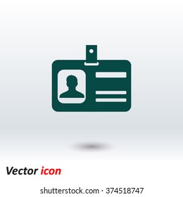 Identification card icon. Flat design style. EPS 10.