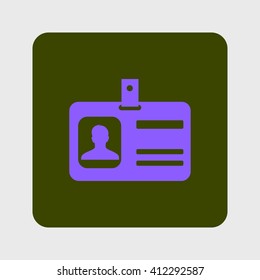 Identification card icon. Flat design style. EPS 10.