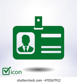 Identification card icon. Flat design style. EPS 10.