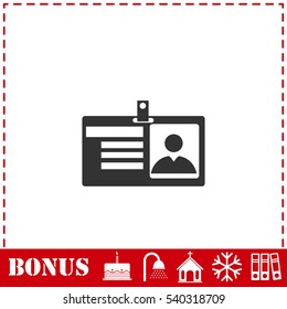 Identification card icon flat. Simple vector symbol and bonus icon