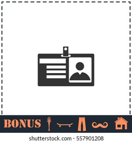 Identification card icon flat. Simple vector symbol and bonus icon