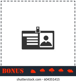 Identification card icon flat. Simple vector symbol and bonus icon