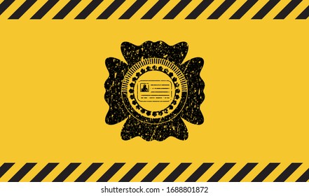 identification card icon grunge warning sign emblem. Vector Illustration. Detailed.