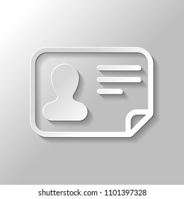 Identification card icon. ID profile. Paper style with shadow on gray background