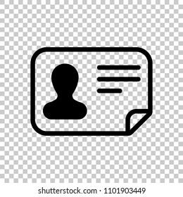 Identification card icon. ID profile. On transparent background.