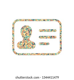 Identification card icon. ID profile. Colored mosaic with polygons