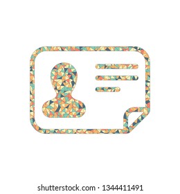 Identification card icon. ID profile. Colored mosaic with polygons