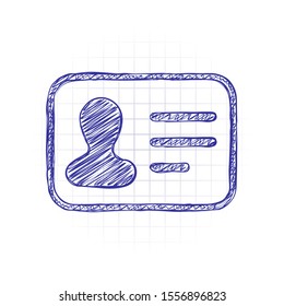 Identification card icon. ID profile. Hand drawn sketched picture with scribble fill. Blue ink. Doodle on white background - Powered by Shutterstock - Get 15% off with code: PIKWIZARD15