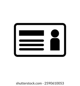 Identification Card Icon. Id Card Icon. Identification card with Profile icon. National Id document with photo. Approve identity verification badge User or profile card.