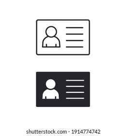 Identification card icon, ID Card Vector isolated symbol set.