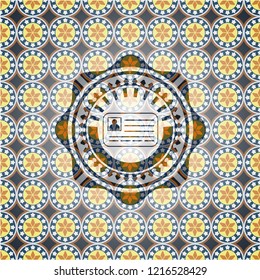 identification card icon inside arabesque style emblem. arabic decoration.