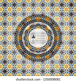 identification card icon inside arabesque badge background. arabic decoration.