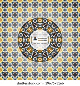 identification card icon inside arabesque badge. arabic decoration. 