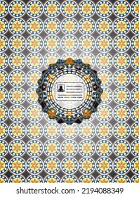 identification card icon inside arabesque badge. arabic decoration. 