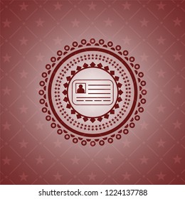 identification card icon inside badge with red background