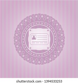 identification card icon inside badge with pink background