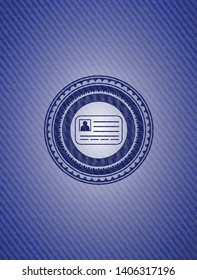 identification card icon inside badge with jean texture