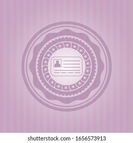 identification card icon inside badge with pink background