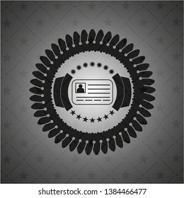 identification card icon inside black emblem. Vintage.