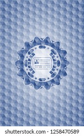 identification card icon inside blue polygonal badge.