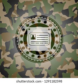 identification card icon inside camo texture