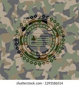 identification card icon inside camo texture