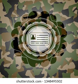 identification card icon inside camo texture