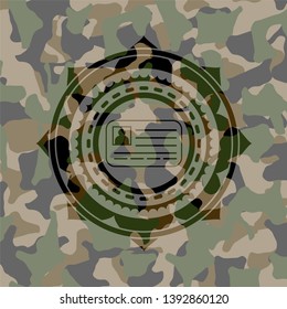 identification card icon inside camo emblem