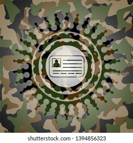 identification card icon inside camouflaged emblem