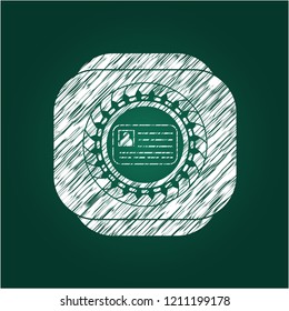 identification card icon inside chalkboard emblem