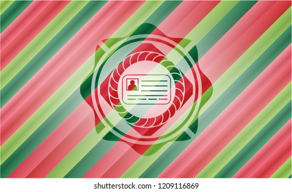 identification card icon inside christmas emblem background.