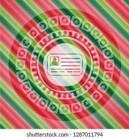 identification card icon inside christmas emblem background.