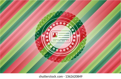 identification card icon inside christmas style badge..