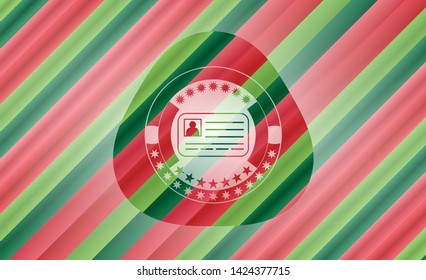 identification card icon inside christmas colors style badge.