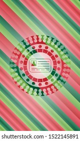 identification card icon inside christmas colors style badge.