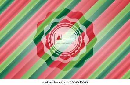 identification card icon inside christmas colors badge.