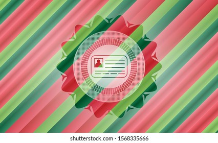 identification card icon inside christmas colors style badge.
