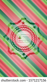 identification card icon inside christmas style badge..