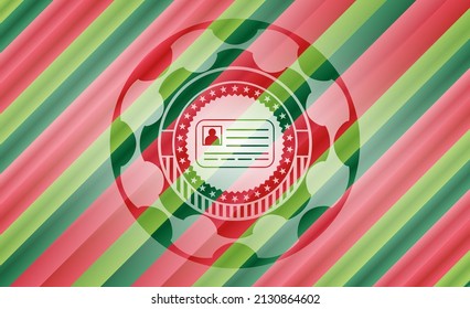 identification card icon inside christmas badge background. 