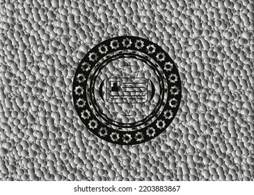 icono de tarjeta de identificación dentro de un icono oscuro o emblema con fondo de burbujas grises. Ilustración vectorial. Detallado. 