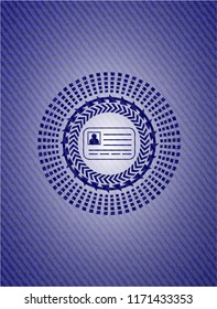 identification card icon inside emblem with jean background