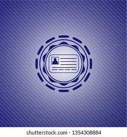 identification card icon inside emblem with denim high quality background