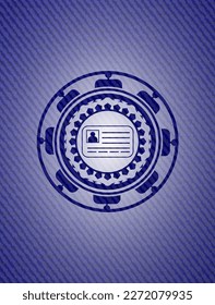 identification card icon inside emblem with jean background. 