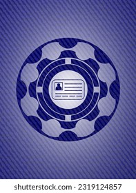 identification card icon inside emblem with denim high quality background. 